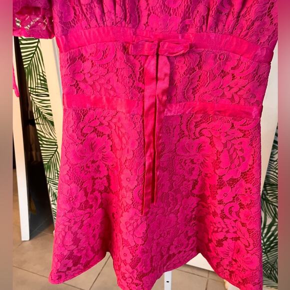 Lovers + Friends Fuchsia Lace Cloud Nine Mini Dress Small Coquette - Picture 2 of 11